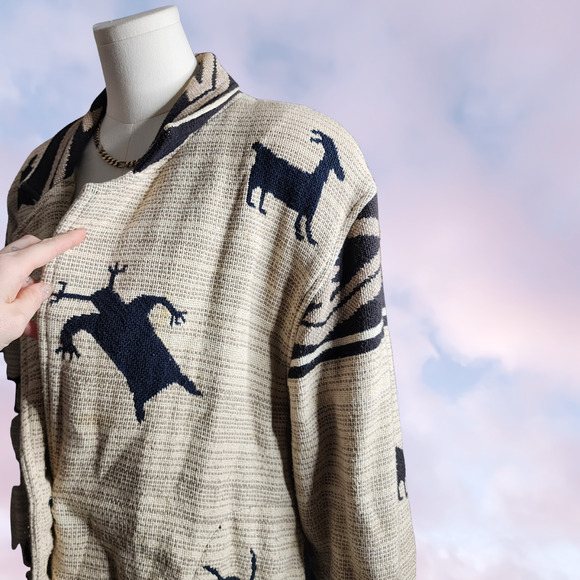 Vintage Painted Pony Southwestern Tapestry Cardigan Jacket 100% Cotton Women S/M - Picture 3 of 8